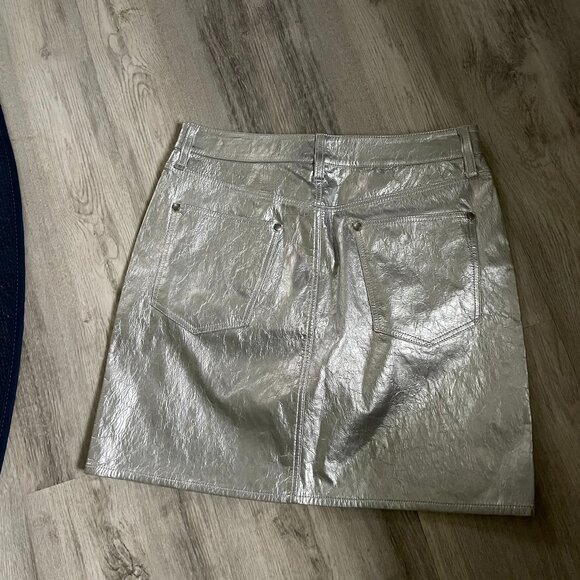 Rag & Bone Silver Metallic Leather Mini Skirt Size 27 - Picture 5 of 5